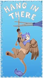 Size: 2002x3580 | Tagged: safe, artist:elicitie, derpibooru import, oc, oc:nyna kyo, unofficial characters only, gryphon, griffon oc, image, inspiration, paws, png, rope, scissors, wings
