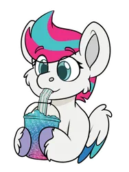 Size: 1116x1482 | Tagged: safe, artist:rokosmith26, derpibooru import, zipp storm, pegasus, pony, g5, bust, cheek fluff, drinking, drinking straw, feathered wings, female, ice, image, mare, pegasus wings, png, simple background, slurping, slushie, straw, transparent background, wings