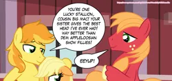 Size: 2722x1286 | Tagged: suggestive, artist:twinon, derpibooru import, editor:wild stallions, applejack, big macintosh, braeburn, comic:the first incestuous foal of sunset shimmer, advertisement, applecest, applemac, barn, barn sex, braejack, brother and sister, cousin incest, cousins, eeyup, explicit source, female, image, implied blowjob, implied incest, implied oral, implied sex, incest, male, patreon, patreon preview, png, preview, sex, shipping, show accurate, show accurate porn, siblings, straight
