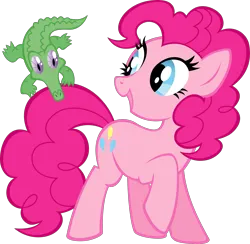 Size: 3023x2953 | Tagged: safe, derpibooru import, official, part of a set, gummy, pinkie pie, alligator, earth pony, pony, .svg available, biting, female, g4, image, mare, png, simple background, stock vector, transparent background, vector