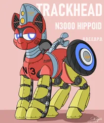 Size: 2700x3200 | Tagged: safe, artist:cdrspark, derpibooru import, oc, oc:trackhead, unofficial characters only, pony, robot, robot pony, image, png, solo, wrench