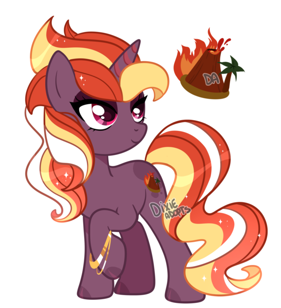 Size: 2000x2192 | Tagged: safe, artist:dixieadopts, derpibooru import, oc, oc:lava spring, unofficial characters only, pony, unicorn, female, image, mare, png, simple background, solo, transparent background