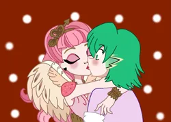 Size: 1411x1006 | Tagged: safe, derpibooru import, spike, human, c.a. cupid, cupid, cupike, humanized, image, kissing, png