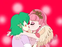 Size: 1808x1380 | Tagged: safe, derpibooru import, spike, human, c.a. cupid, crossover, cupike, hug, human spike, humanized, image, kissing, love, png