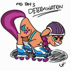 Size: 3000x3000 | Tagged: safe, artist:pegasus_brain, derpibooru import, sunny starscout, earth pony, pony, g5, my little pony: a new generation, atg 2022, determination, female, image, jpeg, mare, newbie artist training grounds, roller skates, skates, solo, text