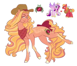 Size: 1578x1346 | Tagged: safe, artist:caliartshow, derpibooru import, big macintosh, princess cadance, oc, unnamed oc, alicorn, earth pony, pony, bandana, body freckles, bow, cadmac, cloven hooves, cowboy hat, earth pony oc, female, freckles, hat, heart, image, infidelity, lidded eyes, looking at you, male, mare, offspring, parent:big macintosh, parent:princess cadance, parents:cadmac, png, shipping, simple background, smiling, smiling at you, solo, stallion, straight, tail, tail bow, transparent background, unmoving plaid