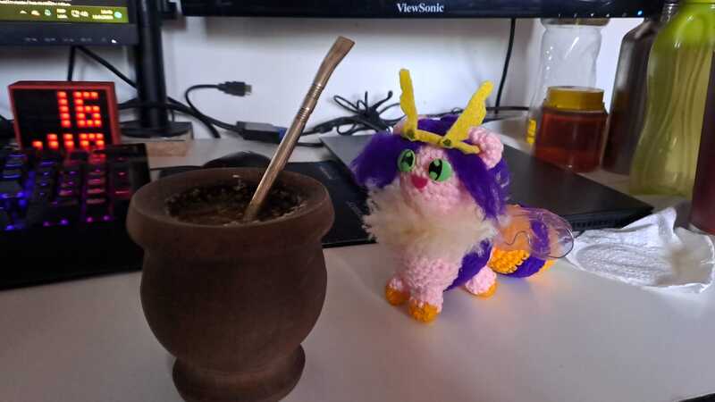 Size: 1599x899 | Tagged: safe, artist:casquitos kawaii, derpibooru import, pipp petals, bee, bee pony, insect, original species, g5, adorapipp, amigurumi, argentina, bumblebee, bumblebipp, commission, crochet, cute, handmade, image, irl, jpeg, mate, photo, plushie, solo