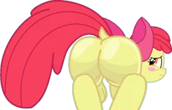 Size: 838x535 | Tagged: suggestive, artist:shonenforever, derpibooru import, apple bloom, pony, adorabloom, apple bloom's bow, aside glance, ass, big breasts, blank flank, bloom butt, blushing, bow, breasts, butt, cute, dock, embarrassed, featureless crotch, female, filly, foal, foalcon, hair bow, huge breasts, image, large butt, looking at you, looking back, looking back at you, plot, png, shiny skin, sideways glance, simple background, solo, solo female, stupid sexy apple bloom, tail, transparent background, underage