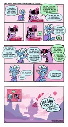 Size: 1500x2800 | Tagged: safe, artist:horsewizardart, derpibooru import, edit, trixie, twilight sparkle, twilight sparkle (alicorn), alicorn, pony, unicorn, ..., angry, blasting off again, book, comic, dialogue, duo, female, glow, glowing horn, horn, image, implied princess celestia, implied trixlestia, implied twilight velvet, levitation, lidded eyes, looking at each other, looking at someone, magic, mare, png, reading, speech bubble, sun, telekinesis, to the moon, turned head, twilight sparkle is not amused, twilight's castle, unamused