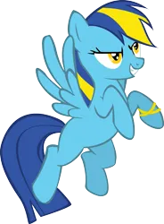 Size: 931x1267 | Tagged: safe, artist:baron-kettell, artist:polygonical, derpibooru import, oc, oc:general mumble, unofficial characters only, pegasus, pony, armband, flying, image, png, simple background, smiling, smirk, solo, transparent background, vector