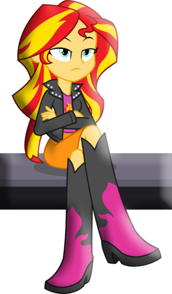 Size: 526x900 | Tagged: safe, derpibooru import, sunset shimmer, equestria girls, rainbow rocks, 3d, bacon, boots, clothes, female, females only, food, image, meat, png, shoes, solo, solo female, sunset, sunshine