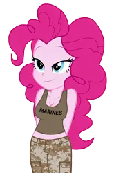 Size: 820x1240 | Tagged: safe, artist:ah96, artist:edy_january, derpibooru import, edit, editor:ah96, vector edit, pinkie pie, human, equestria girls, breasts, busty pinkie pie, call of duty, camouflage, clothes, image, marine, marines, military, military uniform, png, sexy, simple background, soldier, solo, stupid sexy pinkie, tanktop, transparent background, uniform, vector