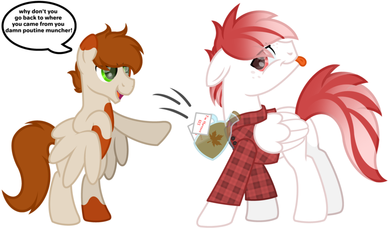 Size: 5800x3400 | Tagged: safe, artist:ponkus, derpibooru import, oc, oc:coffee spots, oc:deepest apologies, pegasus, pony, image, male, png, simple background, size difference, stallion, syrup, transparent background