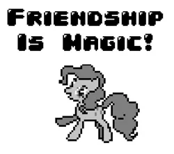 Size: 775x684 | Tagged: safe, artist:baron-kettell, artist:polygonical, derpibooru import, pinkie pie, earth pony, pony, friendship is magic, season 1, 8-bit, female, game boy, grayscale, image, jpeg, laughter song, mare, monochrome, pixel art, pose, simple background, solo, song cover, white background