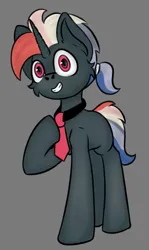 Size: 441x738 | Tagged: oc name needed, safe, artist:cotarsis, derpibooru import, oc, pony, unicorn, pony town, gray background, image, necktie, png, simple background, solo