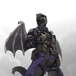 Size: 3000x3000 | Tagged: safe, artist:nsilverdraws, derpibooru import, oc, oc:jackal-macallaidh, unofficial characters only, anthro, bat pony, amputee, anthro oc, bat pony oc, bat wings, clothes, commission, helmet, image, kilt, military, military uniform, png, prosthetic limb, prosthetics, science fiction, skull, spacesuit, uniform, wings
