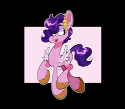 Size: 1200x1053 | Tagged: safe, artist:galaxydream22, derpibooru import, pipp petals, pegasus, pony, g5, eye clipping through hair, eyebrows, eyebrows visible through hair, flying, grin, hair over one eye, image, jpeg, laurel, looking back, male, open mouth, open smile, pip corolla, raised hoof, rule 63, signature, smiling, solo, spread wings, stallion, tail, unshorn fetlocks, wings