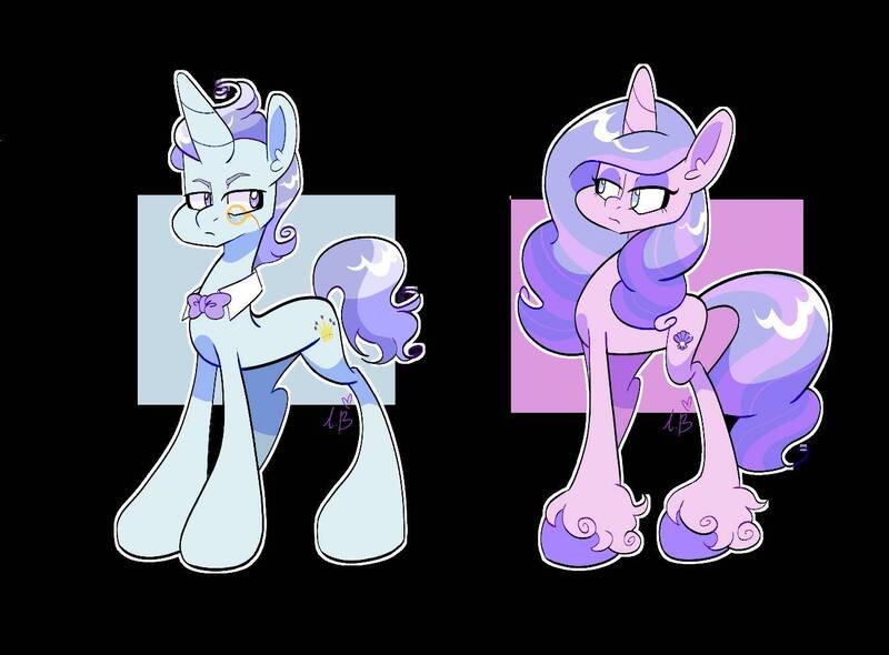 Size: 1350x995 | Tagged: safe, artist:galaxydream22, derpibooru import, oc, oc:pearlescent, oc:royal blue, unofficial characters only, pony, unicorn, g5, alternate universe, duo, duo male and female, female, horn, image, jpeg, lidded eyes, looking at each other, looking at someone, looking back, male, mare, monochrome, not izzy moonbow, opaline's parents, signature, stallion, tail, unamused, unshorn fetlocks