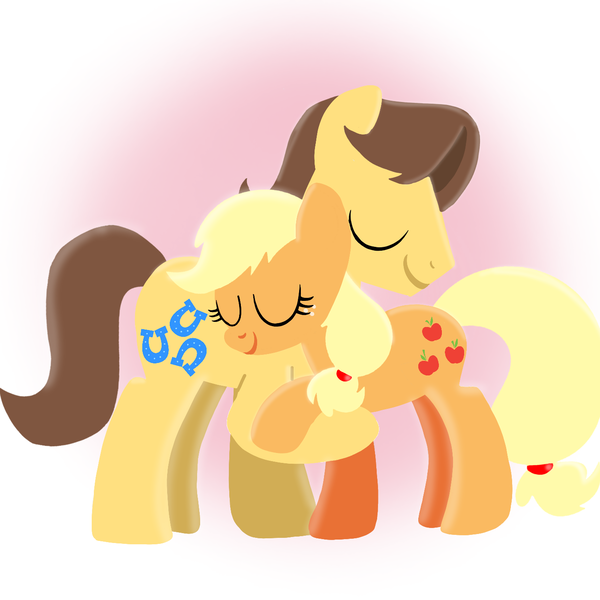 Size: 1400x1400 | Tagged: safe, artist:mlplary6, derpibooru import, applejack, caramel, earth pony, pony, carajack, eyes closed, female, hug, image, love, male, mare, png, shipping, stallion, straight