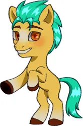 Size: 662x1003 | Tagged: safe, artist:dklmsoda, derpibooru import, hitch trailblazer, earth pony, pony, g5, chibi, colored, hoof heart, image, looking at you, male, png, rearing, simple background, smiling, solo, stallion, tail, underhoof, white background