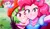 Size: 3334x1934 | Tagged: safe, artist:the-butch-x, derpibooru import, pinkie pie, watermelody, human, equestria girls, equestria girls series, five lines you need to stand in, spoiler:eqg series (season 2), beret, blushing, bracelet, cheek squish, cheek to cheek, clothes, cute, diapinkes, dress, duo, female, gloves, grin, hat, hug, image, jewelry, peace sign, png, scene interpretation, screencap reference, selfie, shirt, signature, smiling, squishy cheeks, sweat, sweatdrop