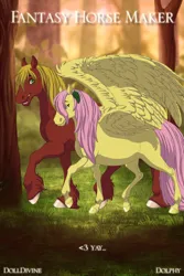 Size: 400x600 | Tagged: safe, artist:crazyandsweet, derpibooru import, big macintosh, fluttershy, earth pony, horse, pegasus, pony, dolldivine, duo, duo male and female, fantasy horse maker, female, fluttermac, image, jpeg, large wings, male, mare, missing cutie mark, open mouth, open smile, shipping, smiling, stallion, straight, text, wings, yay