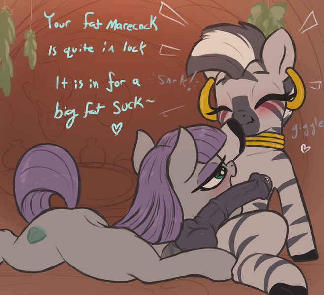 Size: 2740x2500 | Tagged: explicit, artist:t72b, derpibooru import, maud pie, zecora, earth pony, pony, zebra, balls, cute, ear piercing, earring, eyes closed, female, futa, futa on female, futa zecora, giggling, hoof hold, horsecock, image, indoors, intersex, jewelry, lying down, mare, marecock, maudcora, missing accessory, neck rings, nudity, penis, penis on face, piercing, png, precum, presenting, presenting penis, prone, sitting, zecora's hut, zecorable