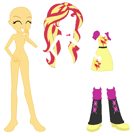 Size: 542x550 | Tagged: safe, artist:lordsfrederick778, artist:selenaede, derpibooru import, sunset shimmer, equestria girls, alternate design, base used, image, png