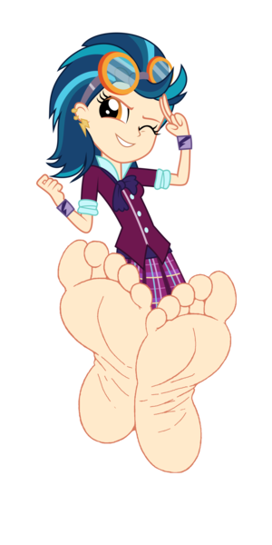 Size: 3000x6000 | Tagged: safe, artist:xebck, derpibooru import, indigo zap, equestria girls, friendship games, absurd resolution, barefoot, base, base used, bracelet, clothes, crystal prep academy, crystal prep academy uniform, crystal prep shadowbolts, cute, ear piercing, earring, feet, female, fetish, foot fetish, foot focus, goggles, image, jewelry, one eye closed, piercing, png, raised leg, school uniform, simple background, skirt, soles, solo, toes, transparent background, vector, wink, zapabetes
