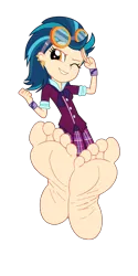 Size: 3000x6000 | Tagged: safe, artist:xebck, derpibooru import, indigo zap, equestria girls, friendship games, absurd resolution, barefoot, base, base used, bracelet, clothes, crystal prep academy, crystal prep academy uniform, crystal prep shadowbolts, cute, ear piercing, earring, feet, female, fetish, foot fetish, foot focus, goggles, image, jewelry, one eye closed, piercing, png, raised leg, school uniform, simple background, skirt, soles, solo, toes, transparent background, vector, wink, zapabetes