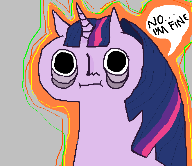 Size: 661x573 | Tagged: safe, artist:seniorpony, derpibooru import, twilight sparkle, pony, unicorn, dark circles, dialogue, human facial structure, human nose, image, looking at you, ms paint, png, solo, staring into your soul, stylistic suck, tired, unicorn twilight