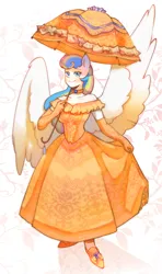 Size: 1729x2929 | Tagged: safe, derpibooru import, oc, oc:gabrizzy, anthro, pegasus, clothes, cotton candy, dress, high heels, image, pegasus oc, png, shoes, wings
