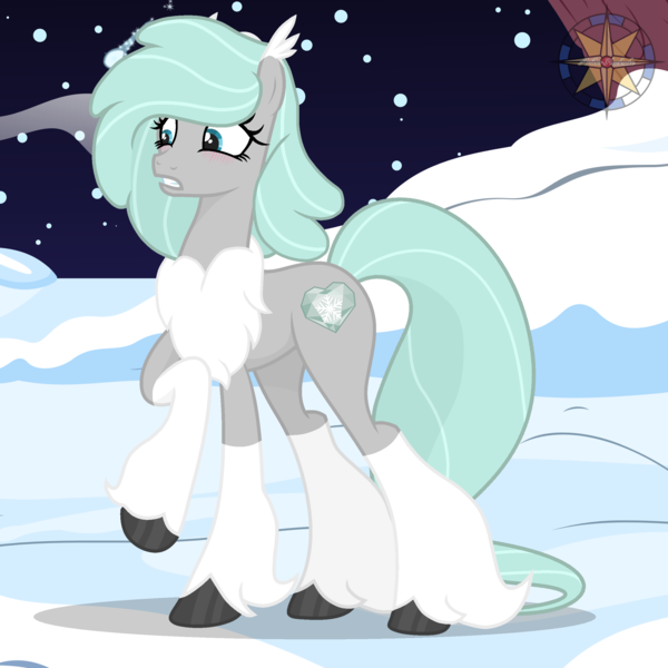 Size: 2500x2500 | Tagged: safe, artist:r4hucksake, derpibooru import, oc, oc:permafrost, earth pony, pony, base used, female, image, mare, png, snow, solo