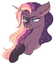 Size: 1280x1496 | Tagged: safe, artist:aledera, derpibooru import, oc, pony, unicorn, bust, female, image, mare, png, signature, simple background, smiling, smirk, solo, tongue out, transparent background