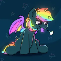 Size: 1300x1300 | Tagged: safe, artist:okopod, derpibooru import, oc, oc:prism star, unofficial characters only, bat pony, pony, :p, abstract background, annoyed, bat pony oc, bat wings, cute, glow, glowing eyes, glowing mane, glowing mouth, glowing tail, glowing wings, heterochromia, image, irritated, male, png, pony oc, sigh, simple background, solo, solo male, spread wings, tail, tongue out, wings