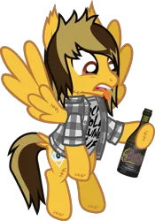 Size: 979x1399 | Tagged: safe, artist:lightningbolt, derpibooru import, ponified, pegasus, pony, .svg available, alcohol, alex gaskarth, all time low, bottle, button-up shirt, clothes, derpibooru exclusive, disgusted, dyed mane, dyed tail, ear fluff, flying, hoof fluff, hoof hold, image, looking down, male, open clothes, open mouth, open shirt, png, shirt, show accurate, simple background, solo, spread wings, stallion, tail, tail feathers, tongue out, transparent background, undershirt, vector, wine bottle, wing fluff, wings