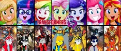 Size: 1636x699 | Tagged: safe, artist:robertsonskywa1, artist:the-butch-x, derpibooru import, edit, applejack, fluttershy, pinkie pie, rainbow dash, rarity, sci-twi, sunset shimmer, twilight sparkle, robot, equestria girls, autobot, bumblebee (transformers), clothes, cybertronian, equestria girls 10th anniversary, glasses, headband, holomatter avatar, humane five, humane seven, humane six, image, ironhide, jazz, jazz (transformers), jpeg, logo, magnificent seven, photo, rodimus, sideswipe, sunglasses, sunstreaker, transformers, wallpaper, wheeljack