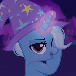 Size: 1080x1080 | Tagged: safe, derpibooru import, trixie, pony, unicorn, the last problem, female, glow, glowing horn, horn, image, jpeg, older, older trixie, solo