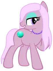 Size: 1451x1950 | Tagged: safe, artist:rainbowstarcolour262, derpibooru import, oc, oc:zina pearl, unofficial characters only, earth pony, pony, beautiful, bedroom eyes, cutie mark, earth pony oc, eyeshadow, female, image, jewelry, looking back, makeup, mare, necklace, pearl necklace, png, purple eyes, raised hoof, simple background, smiling, solo, teeth, transparent background