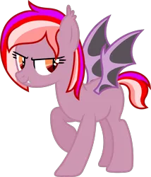 Size: 3786x4424 | Tagged: safe, artist:melodiousmarci, derpibooru import, oc, oc:alum gleam, bat pony, fangs, fusion, image, png, raised hoof, simple background, solo, transparent background, vector