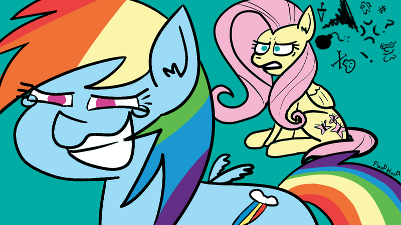 Size: 1280x720 | Tagged: safe, derpibooru import, fluttershy, rainbow dash, among us, angry, bomb, crying, family guy, image, knife, laughing, peter griffin, png, sitting, skull and crossbones, small wings, smug, tears of laughter, weapon, wings