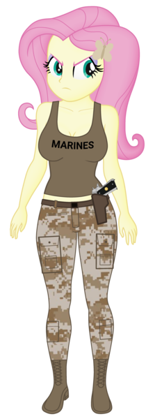 Size: 1890x5400 | Tagged: safe, artist:ah96, artist:edy_january, derpibooru import, editor:ah96, part of a set, fluttershy, human, equestria girls, angry, boots, breasts, busty fluttershy, butterfly hairpin, call of duty, camouflage, clothes, fluttermarine, full body, geode of fauna, gun, handgun, image, long pants, m1911, magical geodes, marine, marines, military, military uniform, pistol, png, sergeant, sgt. fluttershy, shoes, simple background, soldier, tanktop, transparent background, uniform, united states, usmc, weapon