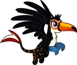 Size: 2061x1732 | Tagged: safe, artist:lightningbolt, derpibooru import, oc, oc:tristão, unofficial characters only, bird, gryphon, toco toucan, toucan, .svg available, beak, chest fluff, derpibooru exclusive, flying, image, male, paws, png, show accurate, simple background, solo, spots, spread wings, stripes, tail, talons, toucan griffon, transparent background, vector, wings