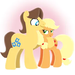 Size: 1400x1400 | Tagged: safe, artist:mlplary6, derpibooru import, applejack, caramel, earth pony, pony, boyfriend and girlfriend, carajack, female, image, looking at each other, looking at someone, love, male, mare, png, shipping, smiling, smiling at each other, stallion, straight