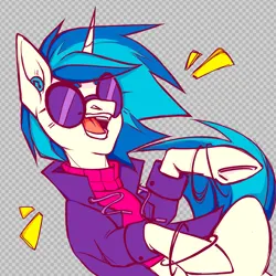 Size: 2480x2480 | Tagged: safe, artist:cubifiedcherry, derpibooru import, vinyl scratch, pony, unicorn, clothes, female, glasses, image, jacket, mare, png, solo