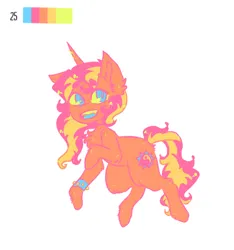 Size: 960x1027 | Tagged: safe, artist:jackytheripperart, derpibooru import, sunset shimmer, pony, unicorn, bracelet, color palette, image, png, simple background, smiling, solo, spiked wristband, white background, wristband