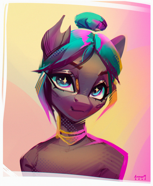 Size: 2266x2756 | Tagged: safe, artist:annna markarova, derpibooru import, oc, pony, commission, eyes open, image, jpeg, looking at you, pink background, simple background, sketch, solo