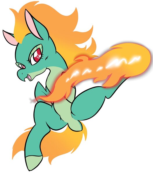 Size: 1597x1820 | Tagged: safe, artist:steelsoul, derpibooru import, screencap, dragon, hybrid, longma, them's fightin' herds, community related, dock, great moments in animation, image, jpeg, mane of fire, simple background, smear frame, solo, tail, tail of fire, tianhuo (tfh), white background