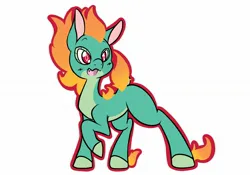 Size: 2048x1431 | Tagged: safe, artist:steelsoul, derpibooru import, dragon, hybrid, longma, them's fightin' herds, community related, cute, dock, image, jpeg, mane of fire, simple background, solo, tail, tail of fire, tianhuaww, tianhuo (tfh), white background
