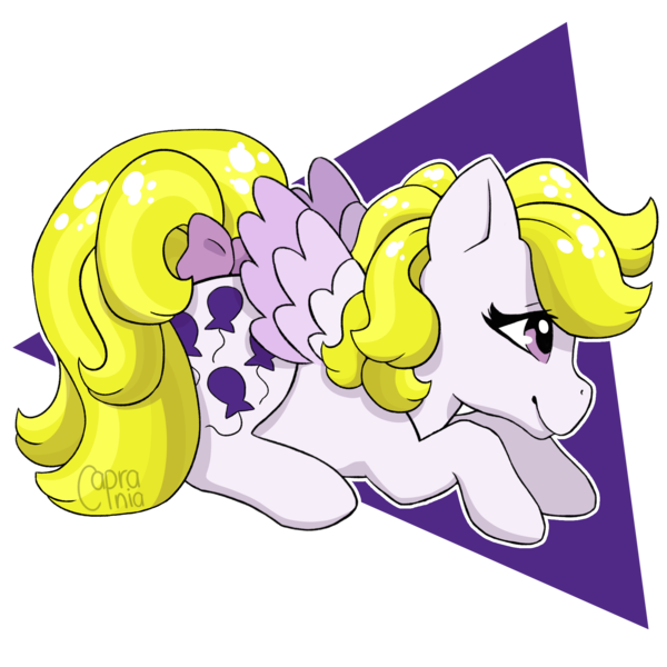 Size: 2000x2000 | Tagged: safe, artist:caprania, derpibooru import, surprise, pegasus, pony, g1, adoraprise, cute, female, g1 to g4, g4, generation leap, image, lying down, mare, png, prone, simple background, smiling, solo, transparent background